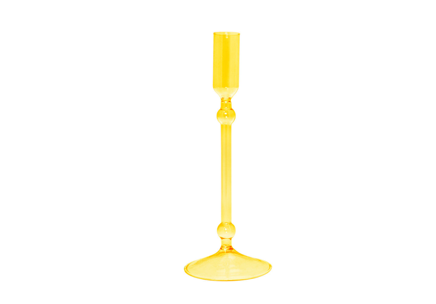 PORTACANDELE FLUTE LARGE IN VETRO SOFFIATO COLORATO H 23 CM