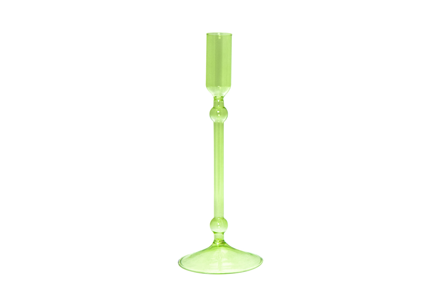 PORTACANDELE FLUTE LARGE IN VETRO SOFFIATO COLORATO H 23 CM