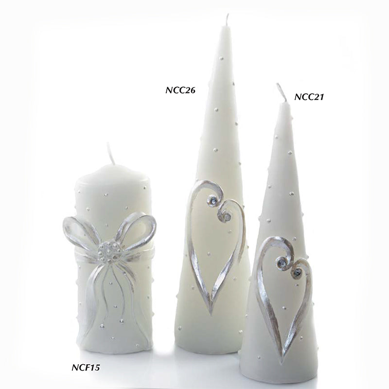 CANDELA CONO BIANCO DECORO CUORE H. 260 MM