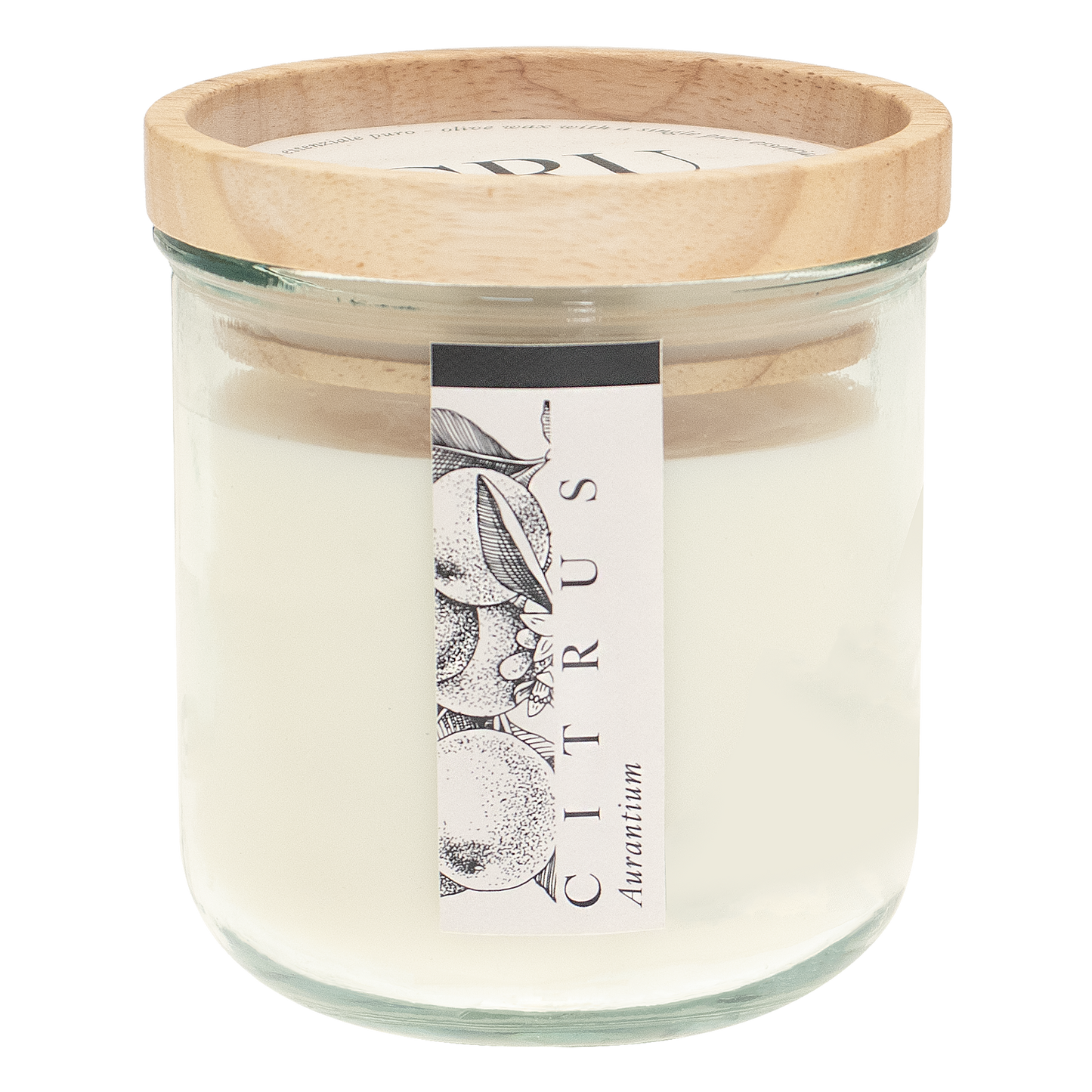 CRU: CANDELA CERA OLIVO 250g con un solo olio essenziale