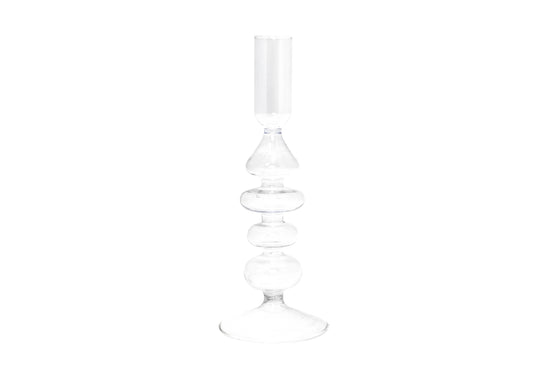 PORTACANDELE BUBBLE IN VETRO SOFFIATO TRASPARENTE H20 CM