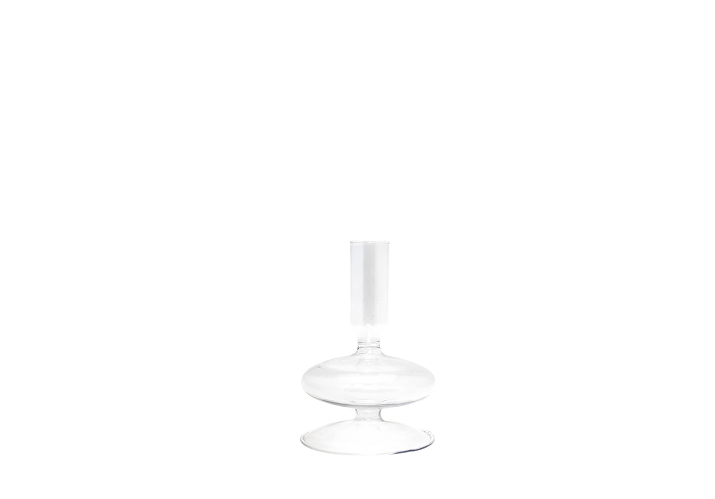 PORTACANDELE DECANTER IN VETRO SOFFIATOTRASPARENTE H13 CM