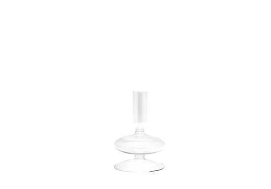 PORTACANDELE DECANTER IN VETRO SOFFIATOTRASPARENTE H13 CM