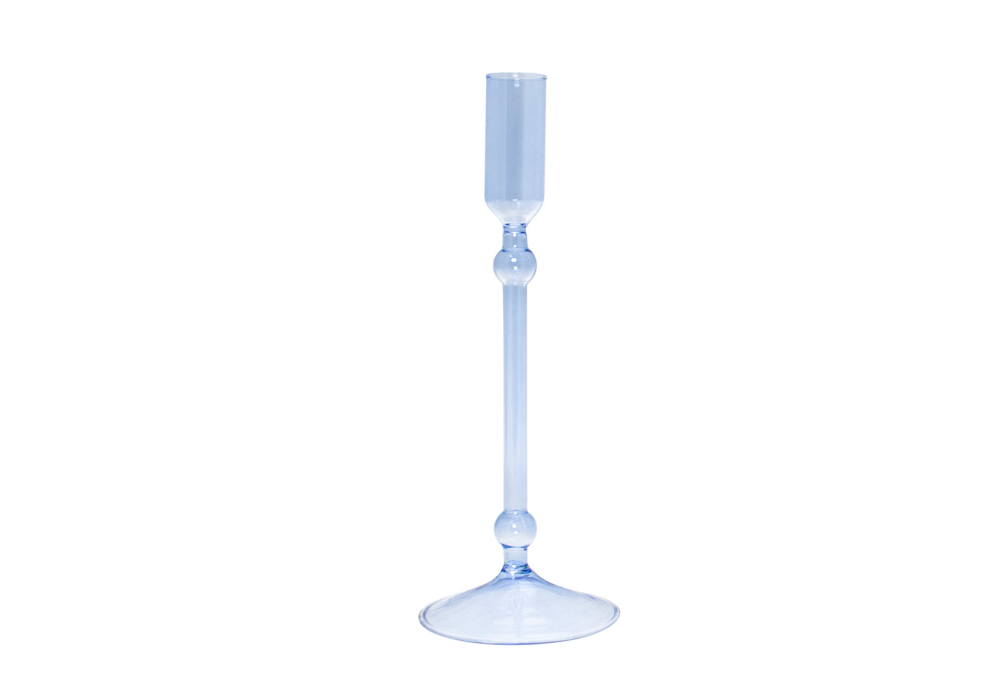 PORTACANDELE FLUTE LARGE IN VETRO SOFFIATO COLORATO H 23 CM