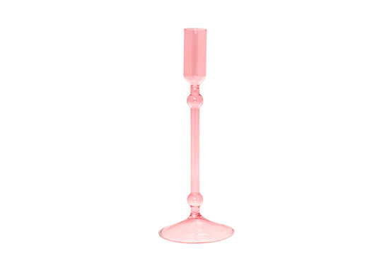 PORTACANDELE FLUTE LARGE IN VETRO SOFFIATO COLORATO H 23 CM