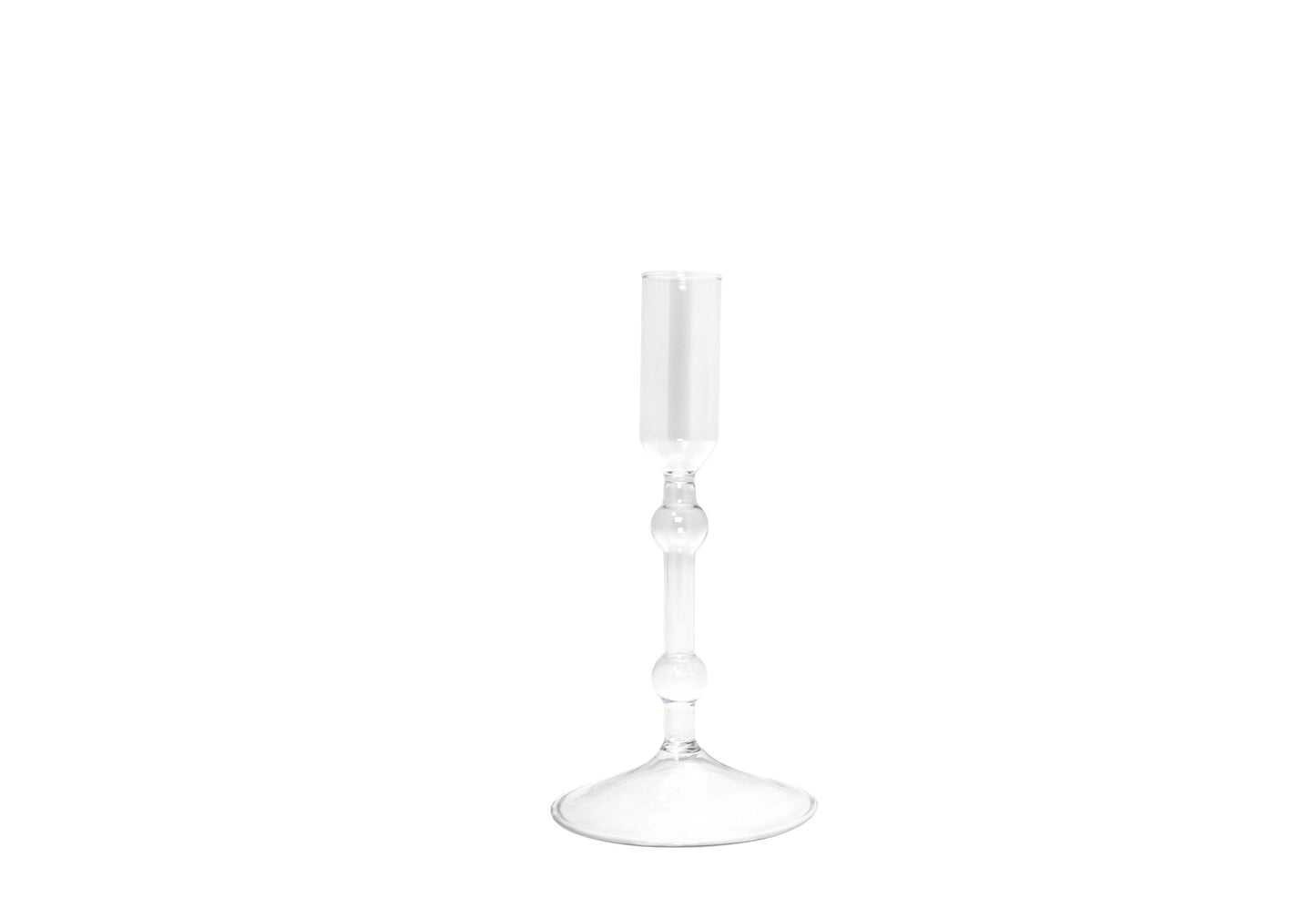 PORTACANDELE FLUTE SMALL IN VETRO SOFFIATO TRASPARENTE H16.5 CM