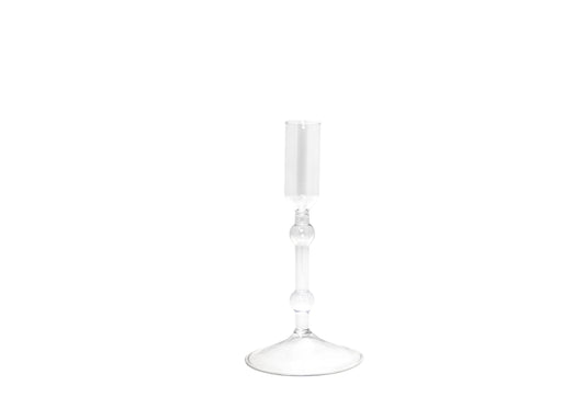 PORTACANDELE FLUTE SMALL IN VETRO SOFFIATO TRASPARENTE H16.5 CM