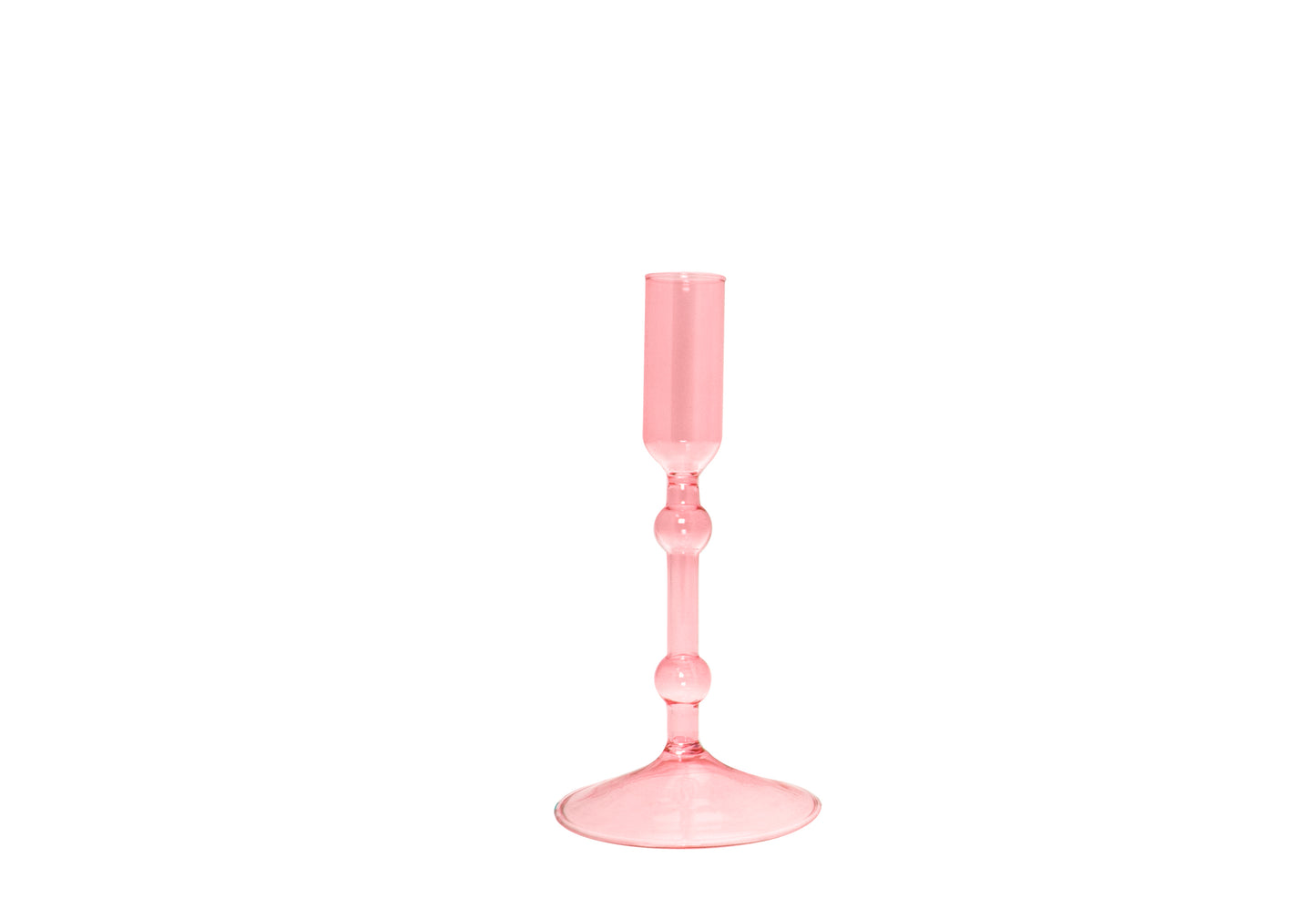 PORTACANDELE FLUTE SMALL IN VETRO SOFFIATO COLORATO H 16.5 CM