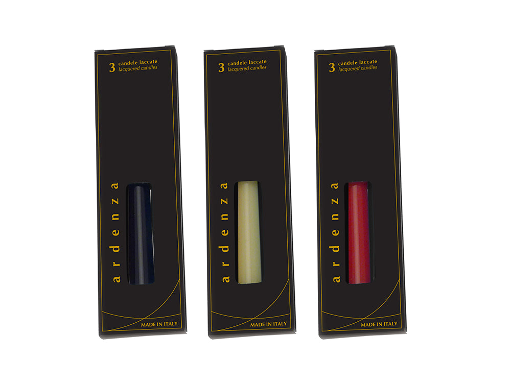 SET 3 CANDELE CONICHE LACCATE H 250 MM
