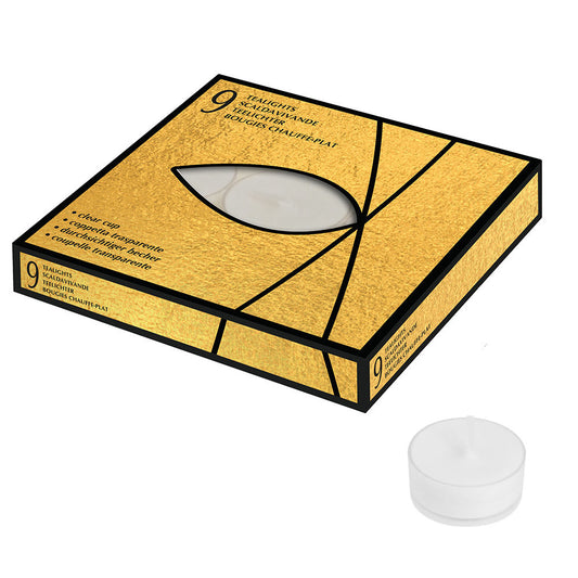 BOX 9 TEALIGHT IN COPPETTA TRASPARENTE (4 ORE)